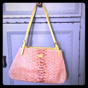 FURLA lime green and snakeskin purse